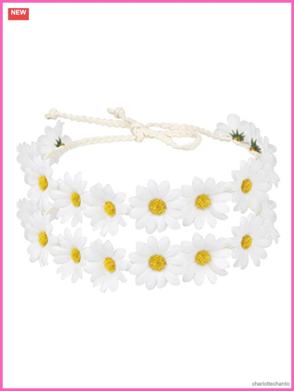 2 Pack Daisy Sunflower Flower Crown Headbands Faux Leather Hippie Hair